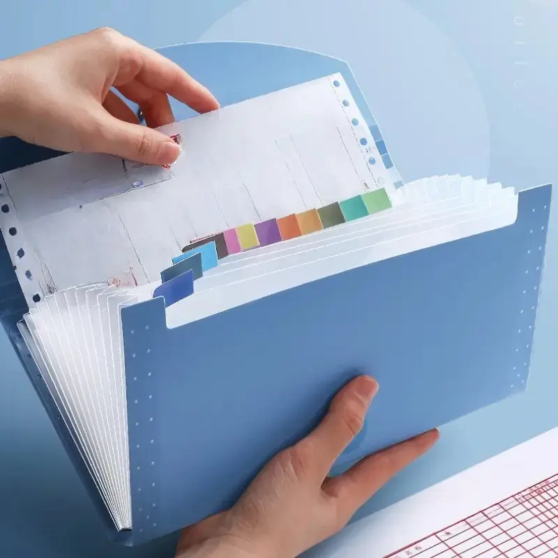 1 hard shell bill organizer, Office Organizer with 13 pockets - suitable for organizing receipts, bills, and important documents, with labels and closure buckles, document storage book, bill folder, folder, organ bag, Receipt Holder Organizer