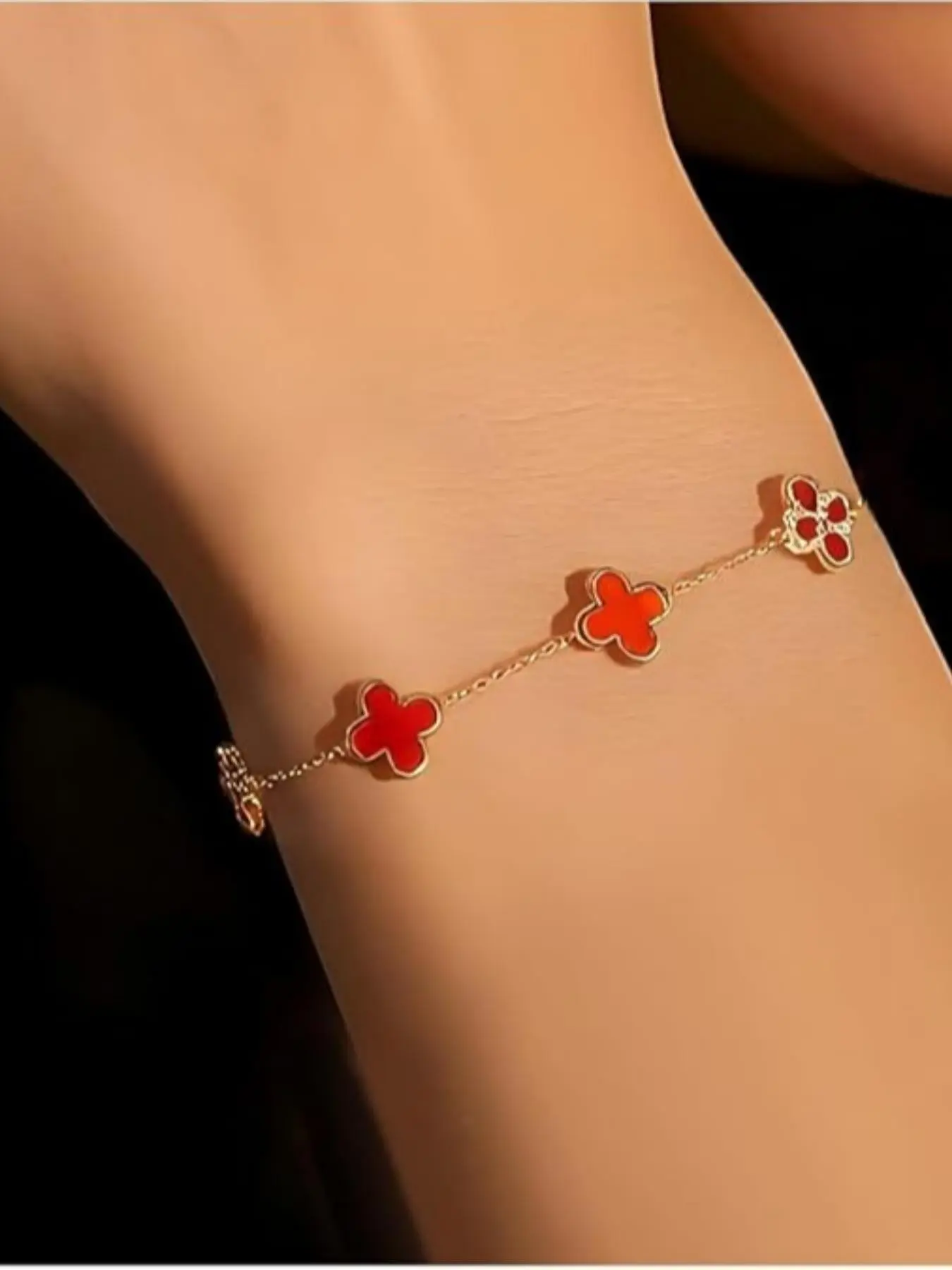 Four-Leaf Clover Lucky Bracelet for Women, Floral Design, Available in, Fashion Jewelry, Perfect Gift for Her