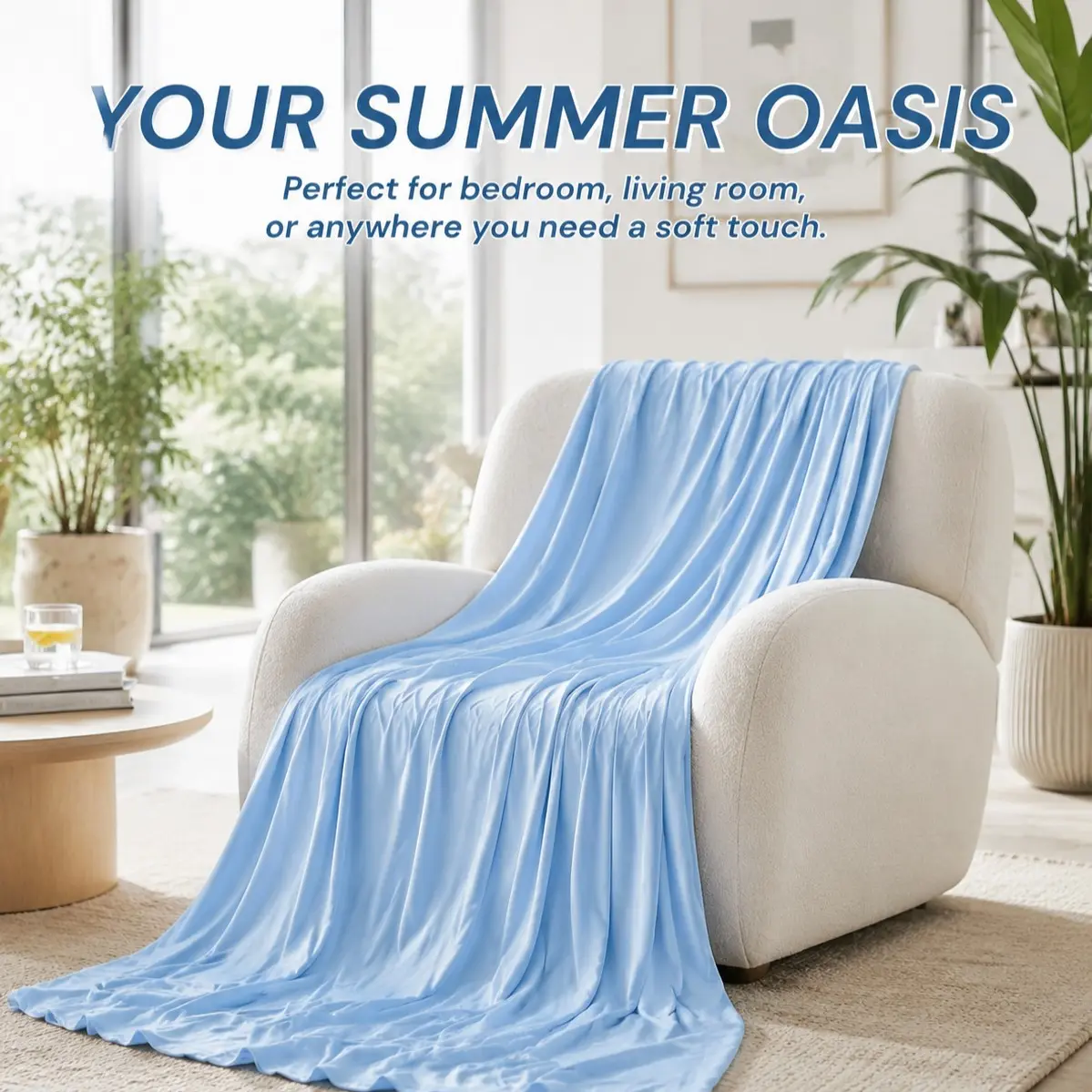 Summer Cool Touch Blanket Single Layer, Lightweight Breathable Summer Blanket for Hot Sleepers, Soft Cool Touch Throw for Bed Couch, Machine Washable, Pet Throw Twin Full Queen King Size, Breathable Cooling Blanket