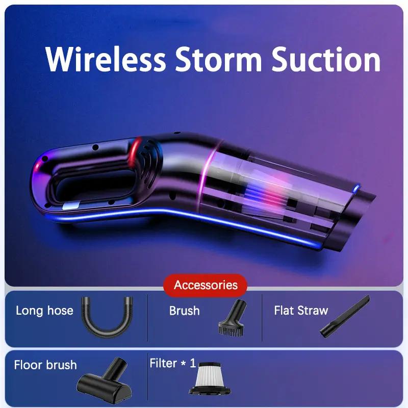 Portable Wireless Car Vacuum Cleaner, USB Charging Car Vacuum Cleaner with Long Hose & Brush & Flat Straw & Floor Brush & Filter, Multifunctional Car Cleaning Tool, Portable Car Vacuum Cleaner, Rechargeable Car Vacuum, High Efficiency Car Maintenance