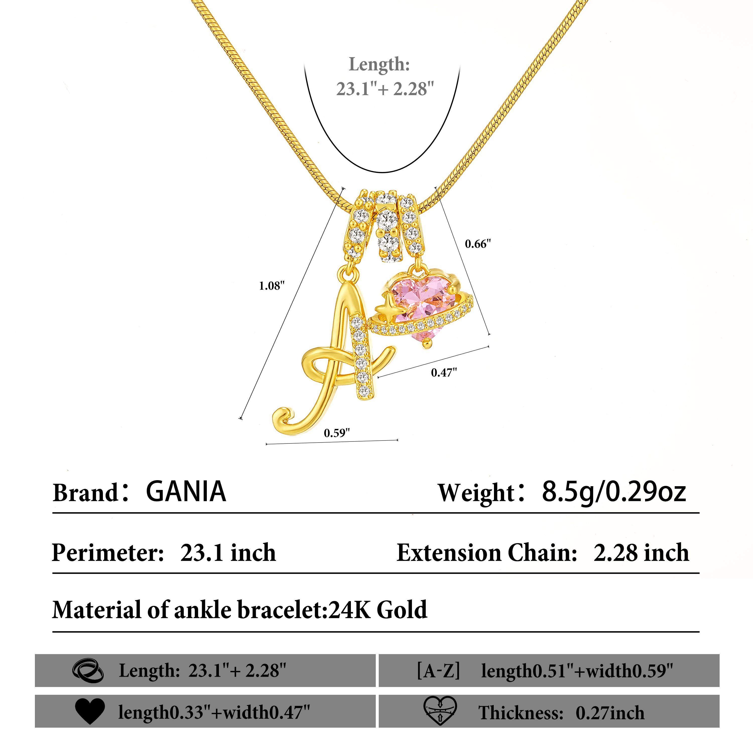 GANIA Art-designed personalized name letter necklace, free of allergenic ingredients, with adjustable size.It is an excellent Valentine's Day gift for women and girls. GANIA Art-designed personalized name letter necklace, free of allergenic ingredients, with adjustable size.It is an excellent Valentine's Day gift for women and girls.