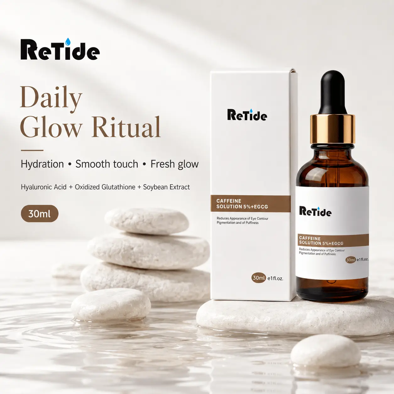 Caffeine + EGCG Blend Face Serum for Face & Eyes, Brightens Skin with a Firming Effect, an Antioxidant Depuffer for Dull, Neutral Skin Types