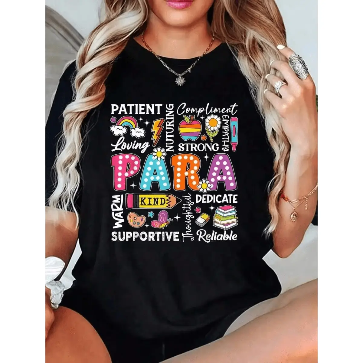 Paraprofessional Sporty Chic All Over Print Sports Top - 100% Cotton, Breathable, Casual Round Neck Short-Sleeve Regular Fit Shirt, Machine Washable