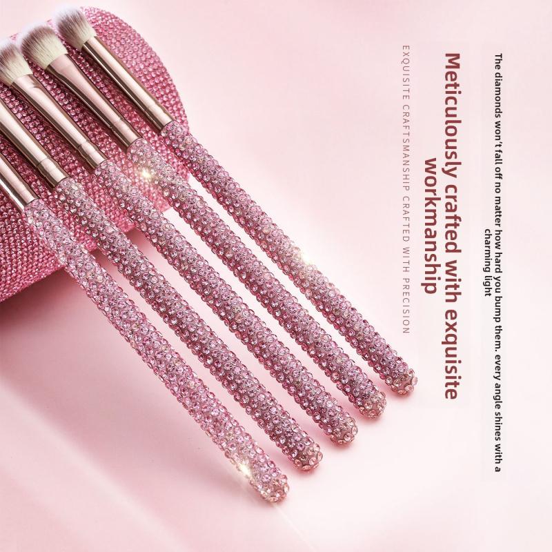 JOS 28-Piece Diamond Encrusted Makeup Brush Set for Women - Pink Glitter Brushes, Hand Bowl, Lash Tools, Full Beauty Kit for Flawless Looks, Luxurious Series, Nylon Bristles eyebrow  pluck birthday idea micro applicator brush dramatic metal curle fir get