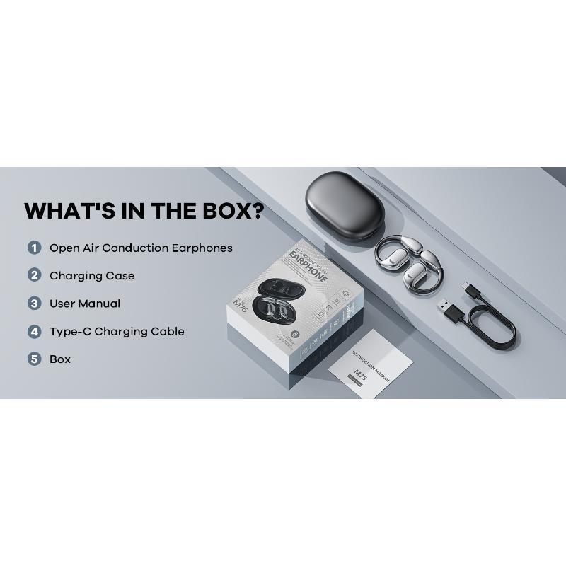 Open Ear Headphones Wireless Bluetooth, 60hrs Play 8D Sound Earphone Sport Earbuds with LED Display Over-Ear Buds Earhooks Built-in Mic Headset for Running Workout Driving