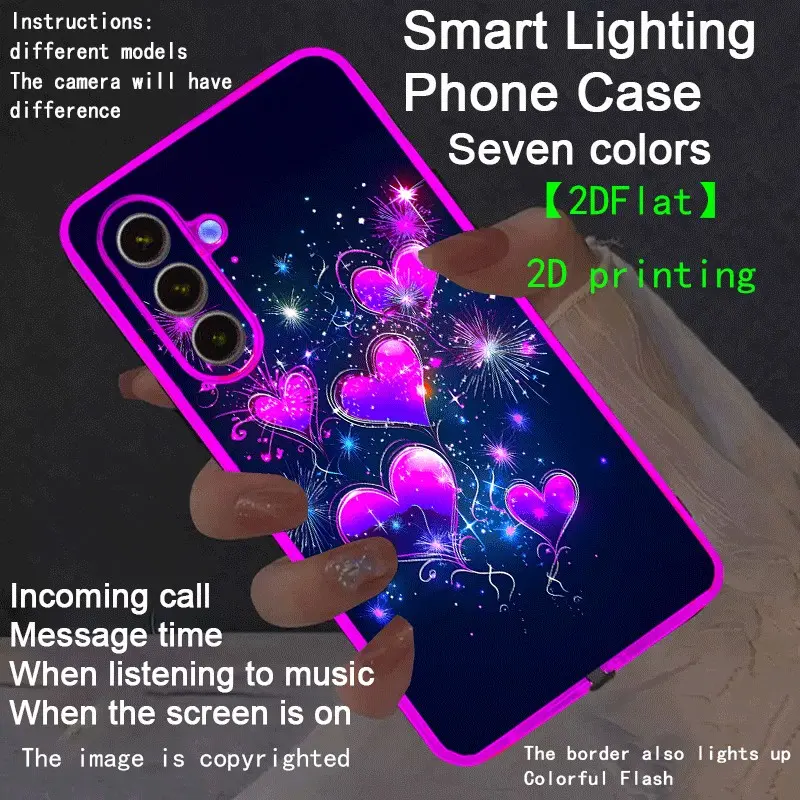 New LED Phone Case with Luminous Border, Compatible with Galaxy S26 Ultra to A15 5g, Fashionable Protective Cover, Unique Design, Daily Use