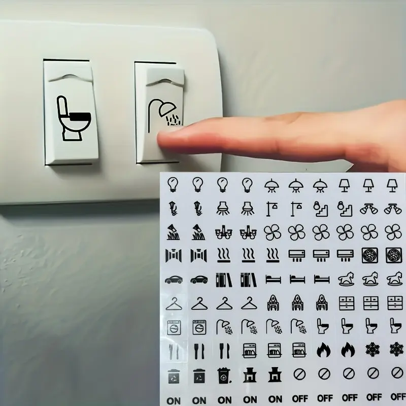 Transparent Switch Labels Stickers, Self-Adhesive, Oil-Resistant, Easy to Use, Ideal for Bedroom, Bathroom, Kitchen, Garage, Laundry Room