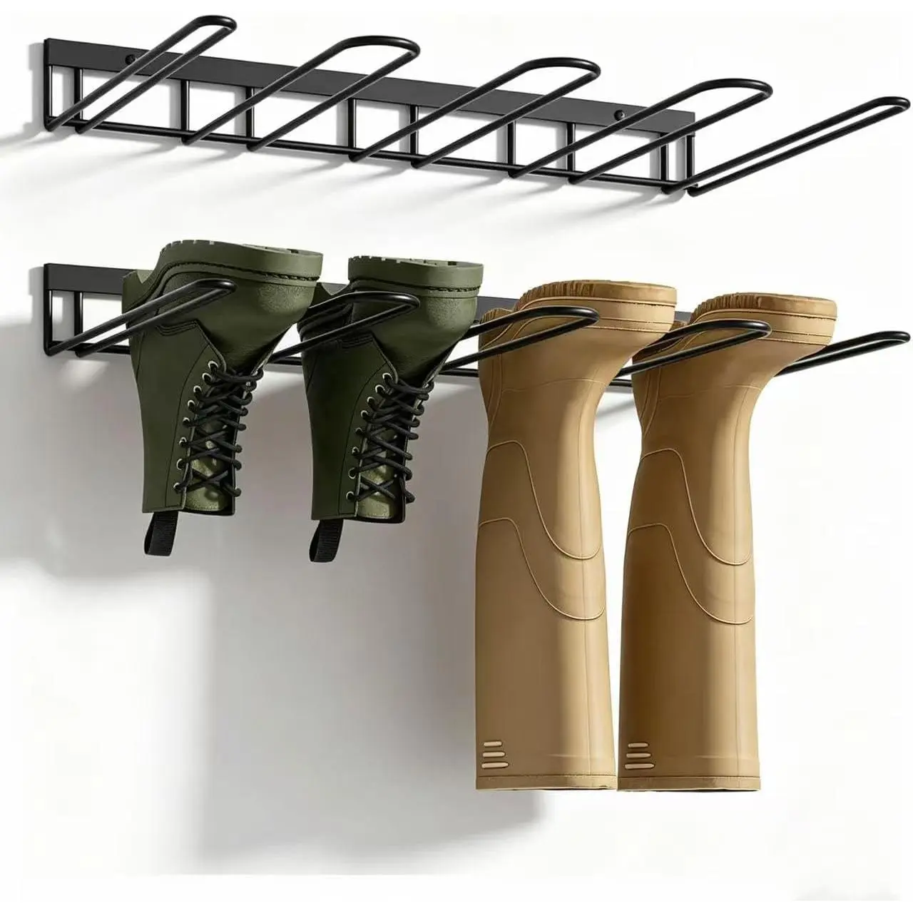 DZS Cast Iron Wall-Mounted Boot Rack & Wader Hanger, Easy-Installation Space-Saver Boot Storage, Tall Fit Organizer for Garage & Entryway (2 Packs)