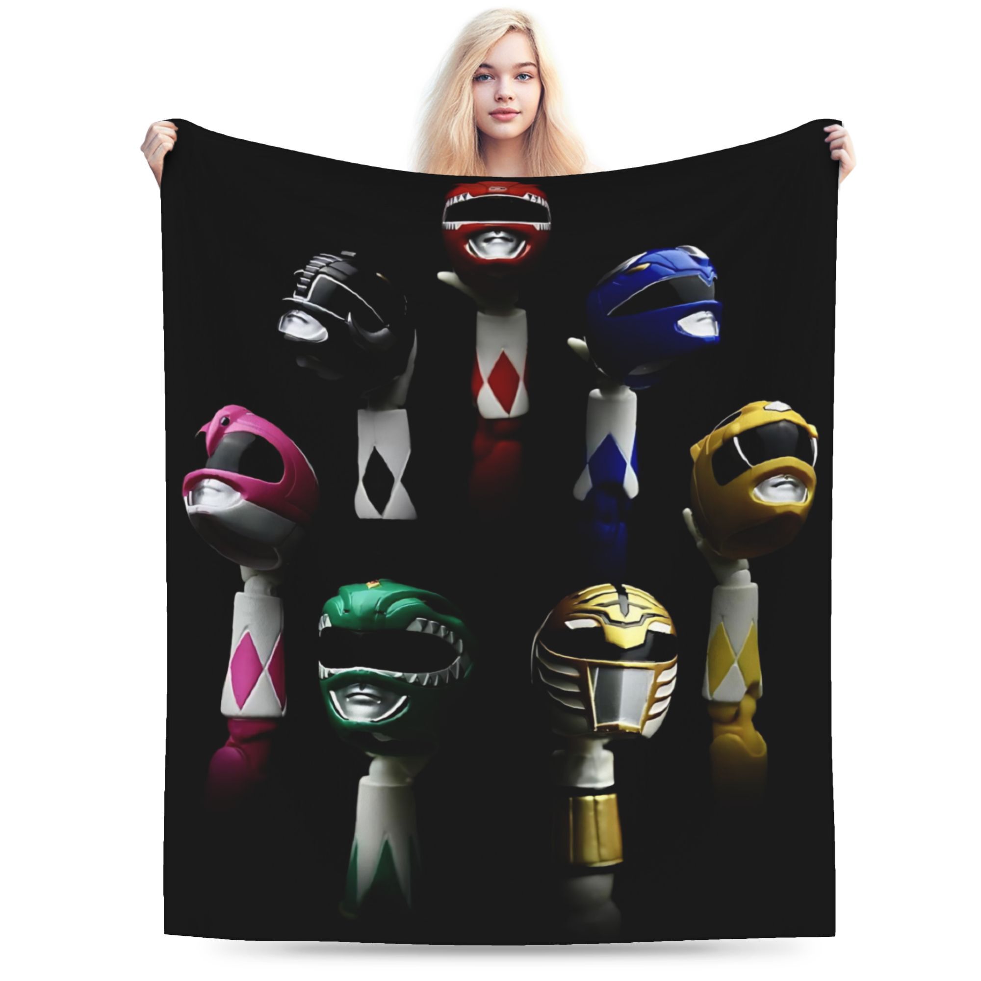 This flannel blanket features a Power Rangers-inspired design, modern and minimalist, is pill-resistant, soft and warm, making it an ideal choice for home or office use, and a perfect gift for friends and family. Its comfortable softness is suitable for s