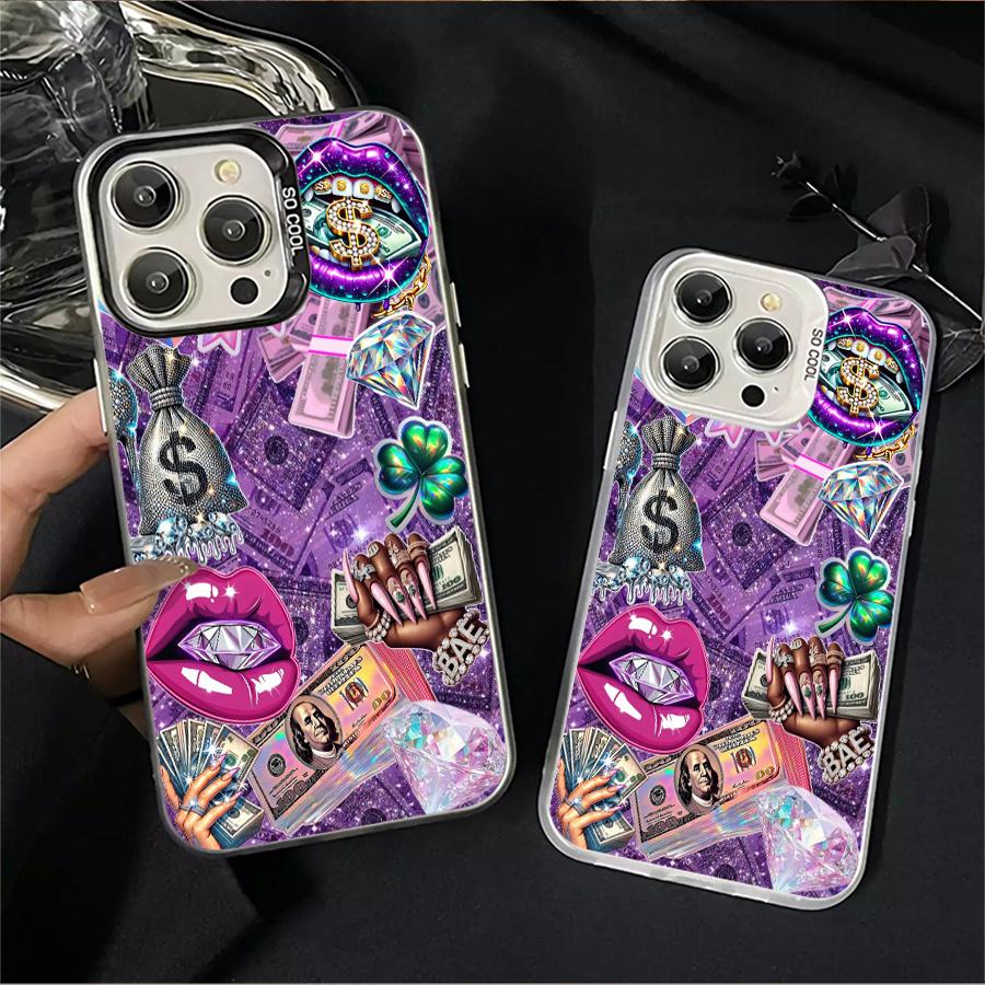 Luxury diamond banknote pattern phone case, drop-resistant hard case, stylish and personalized, can be given as a gift to friends, suitable for iPhone 17/16/15/14/13/12/11/X/XS/XSMAX/XR/7P/8P/16E/17E