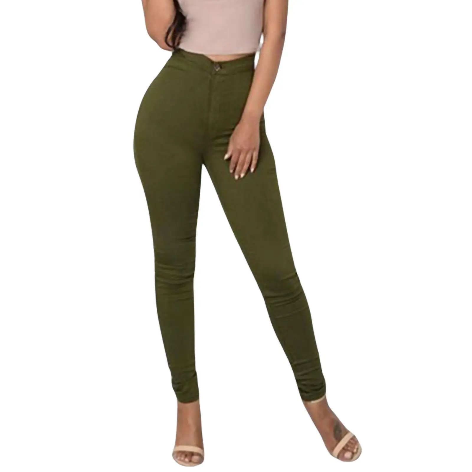 Women Pants, High Waist Leggings, SexyPencil Skinny Pants Trousers, Solid Color Tummy Control Pants