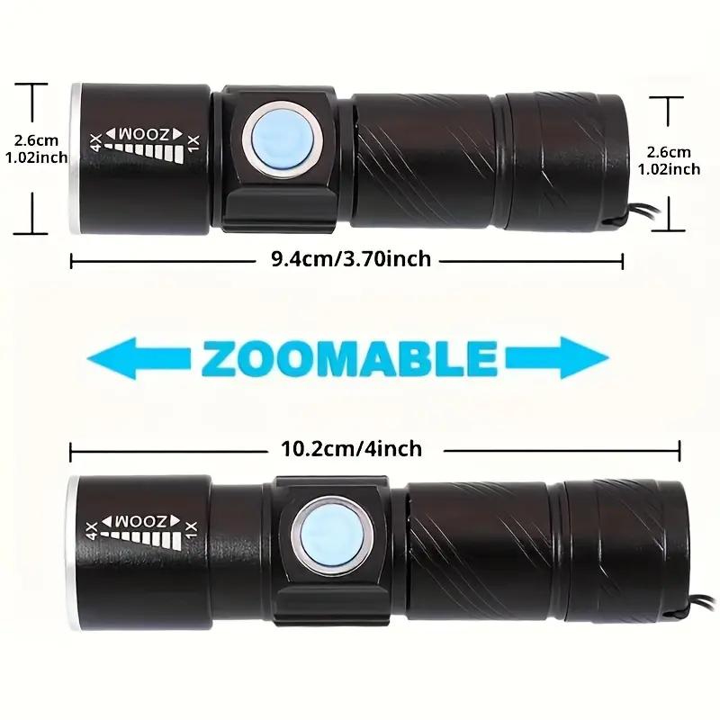 395nm UV Flashlight, 1 Counts USB Rechargeable Zoomable Ultraviolet Light, Pet Cat Moss Urine Detection Light, Outdoor Camping Fishing Light, LED Flashlight