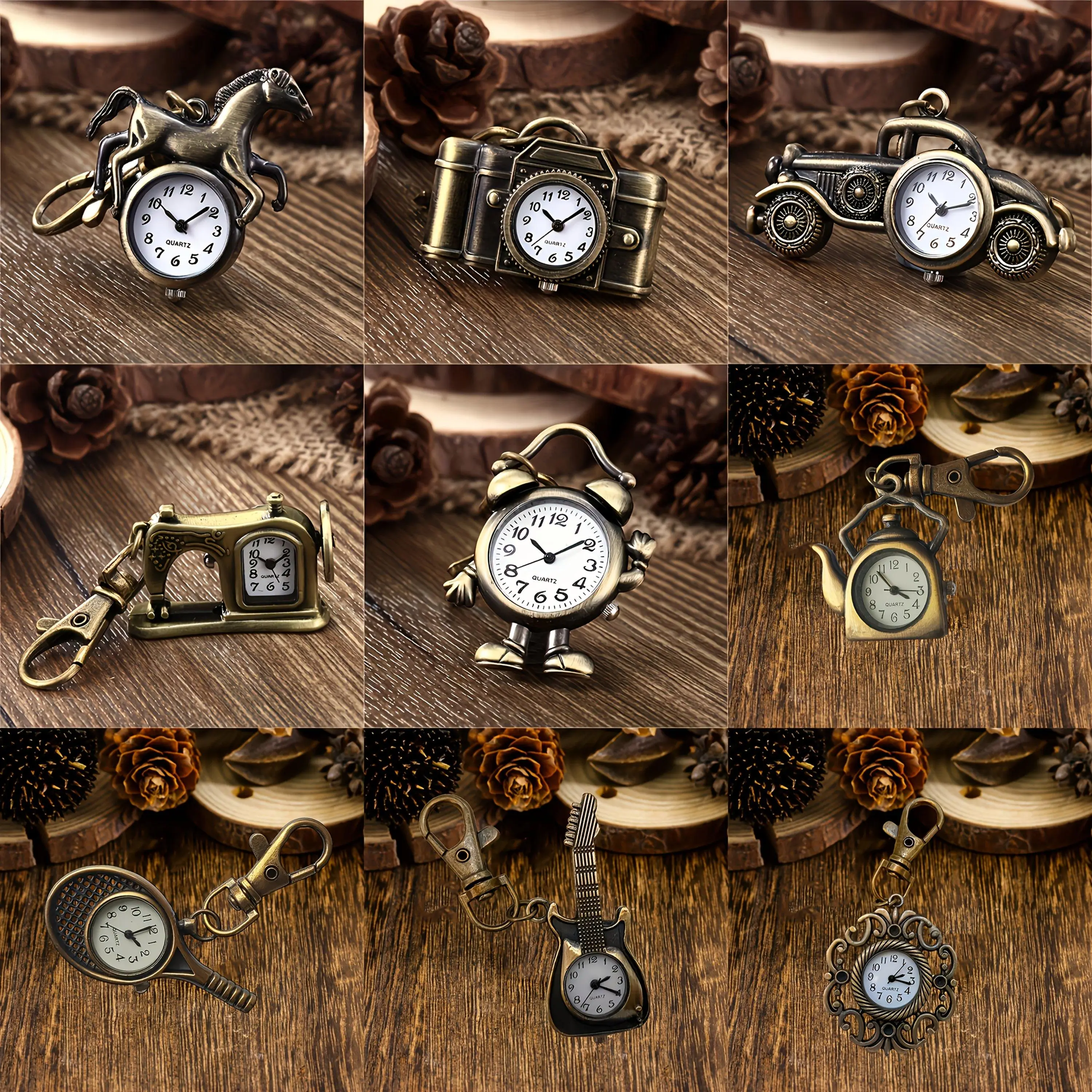 [Retro|Fashion] Retro Fashion 1pc Keychain Watch | Quartz Pocket Pendant | Creative Mini