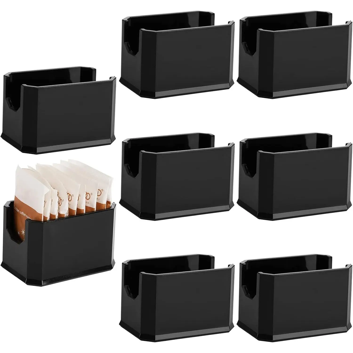 8 Black Plastic Sugar Packet Holders, Sugar Caddy Storage Container Box for Sweetener Packets, Perfect for Restaurant, Coffee Bar & Table Use