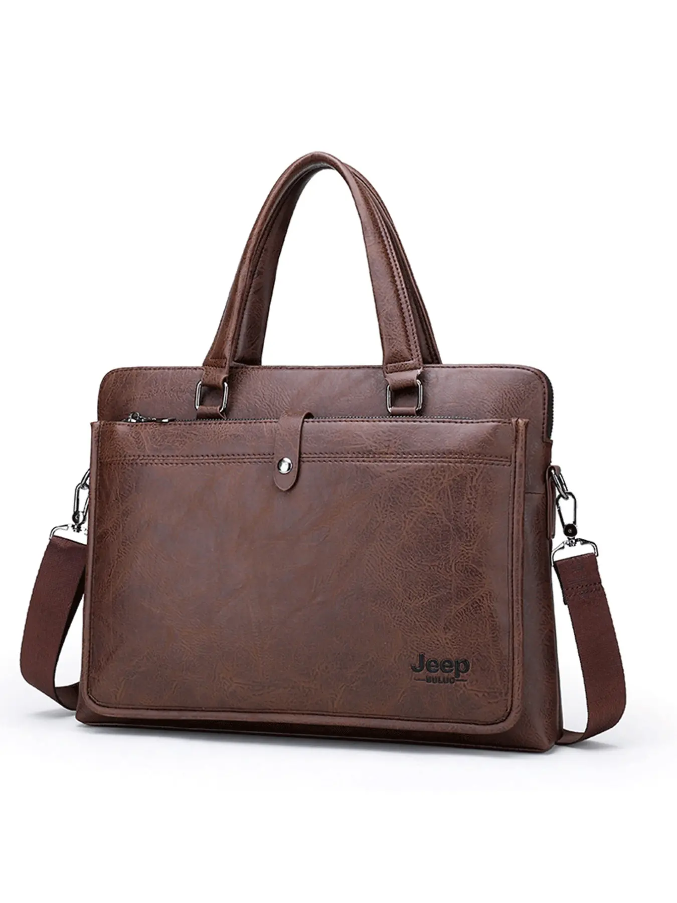 Men's Briefcase, Horizontal Business Bag, Leather Handbag, Casual Crossbody Shoulder Bag, Soft Material, Stylish Design
