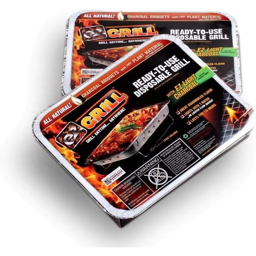 Disposable Charcoal Grill Ideal for Camping and Tailgate Parties -Pack of 2 Portable, Easy To Light, and Convenient charcoal grill Lasts 1.5 hours Grill Anytime, AnywhereGift.