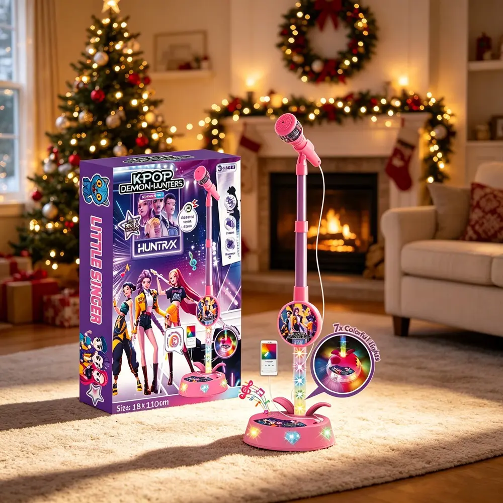 Anime Singing Girl Group K-pop Karaoke Microphone, Colorful LED Light Microphone Toy Wth Tpye-C Phone Connection Cable, Karaoke Machine Toy with Lights, Singing Machine Toy, Music Toy,  Perfect Birthday Gift For Kids Ages 3-8