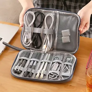 Digital Accessories Storage Bag, Handheld Dual Layer Power Hard Drive Protector, Data Cable U Disk Earphone Organizer, Portable