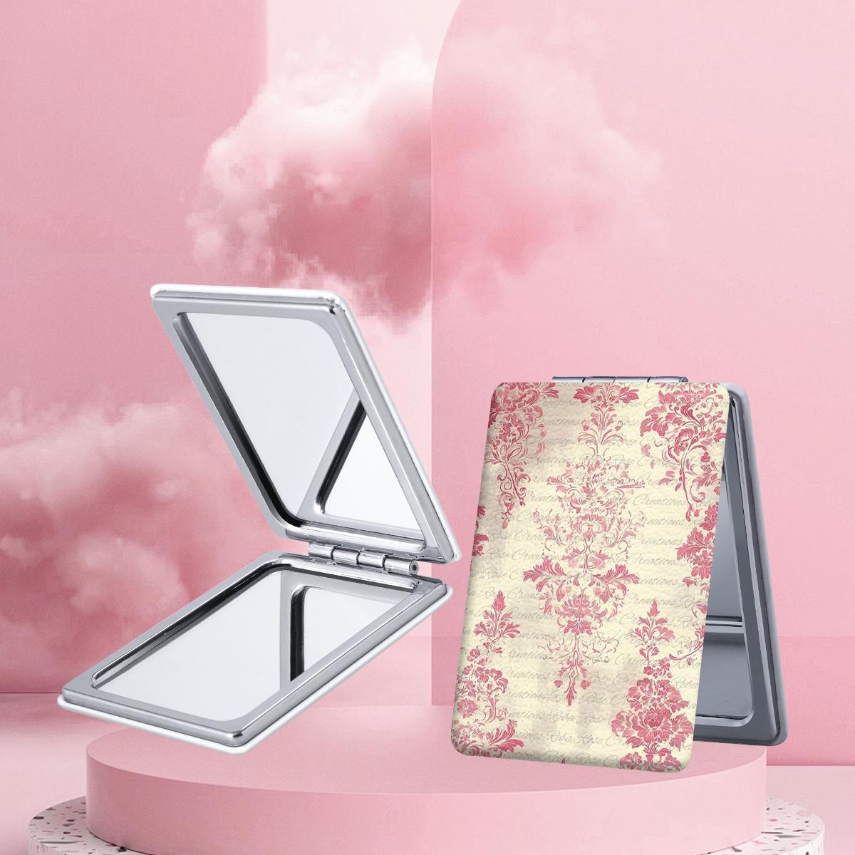 Y2K Wind Flower Pattern Portable Easy to Fold, Rectangular Mirror, Mini Handheld Cosmetic Mirror, Suitable for all kinds of festivals, New Year's Mother, Thanksgiving, Valentine's Day souvenirs, send to family, sisters, relatives and friends