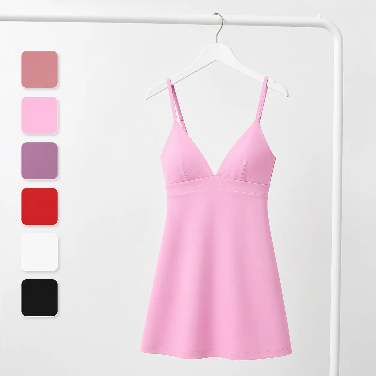Daily Active House Women's V-Neck Spaghetti Strap Sporty Tennis Dress - Flowy Athletic Dress with Built-In Shorts for Golf & Everyday Wear