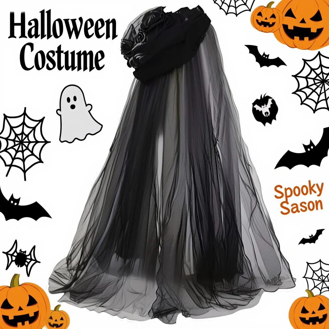 Halloween Dark Hooded Long Tulle Cloak, Unisex Gothic Witch Cosplay Cape, Cool Full Length Sheer Mesh Hooded Robe, Spooky Dark Costume Outfit, Loose Breathable Cloak For Halloween Party, Stage Performance, Role Play & Horror Themed Dress Up