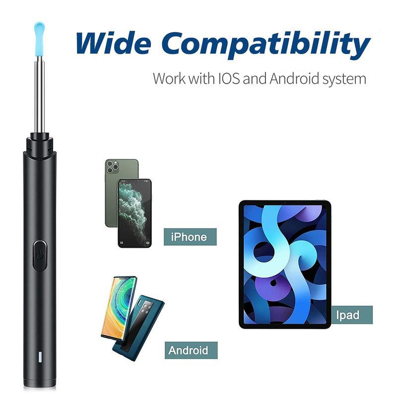 Portable Ear Wax Removal Tool, 1 Set Ear Wax Removal Kit with Camera & Accessories, Waterproof Endoscope Ear Cleaning Tool for Phone & Tablet
