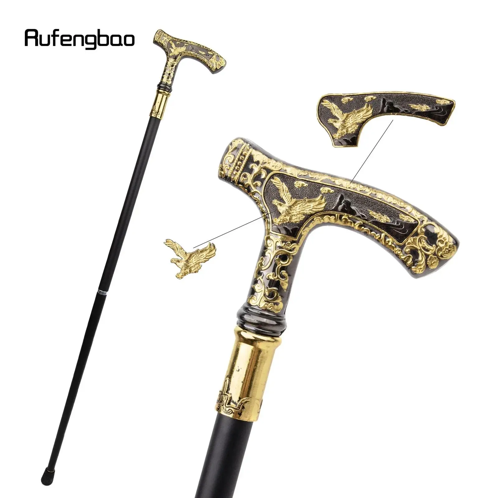 Golden Black Luxury Eagle Handle Walking Cane Fashion Decorative Walking Stick Gentleman Elegant Cosplay Cane Knob Crosier 90cm
