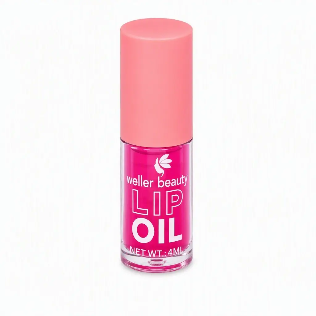 Weller Beauty Fuchsia Lip Oil 4ML, Juicy Berry Tinted Lip Gloss, Non-Sticky Hydrating Lip Oil, Vibrant Glass Shine Lip Makeup