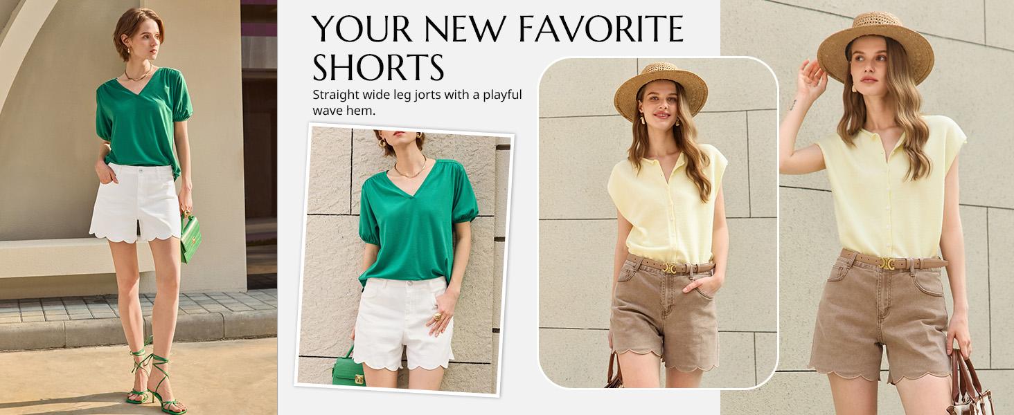 Aoysky Women's High-Waisted Fitted Minimalist Denim Jean Shorts - Summer Straight-Leg Wave Hem Casual Bottoms for Ladies,summerwins,summeroutfits,vacationoutfits,beachoutfits Aoysky Women's High-Waisted Fitted Minimalist Denim Jean Shorts - Summer Straight-Leg Wave Hem Casual Bottoms for Ladies,summerwins,summeroutfits,vacationoutfits,beachoutfits