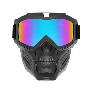 Anti-Fog Motocross Goggles - Adjustable Retro Skull Biker Style Windproof Goggles, Dirt Bike Dual Sport Outdoor Riding Gear, Automotive & Motorcycle Protective Accessories, Dirt Bike Goggles