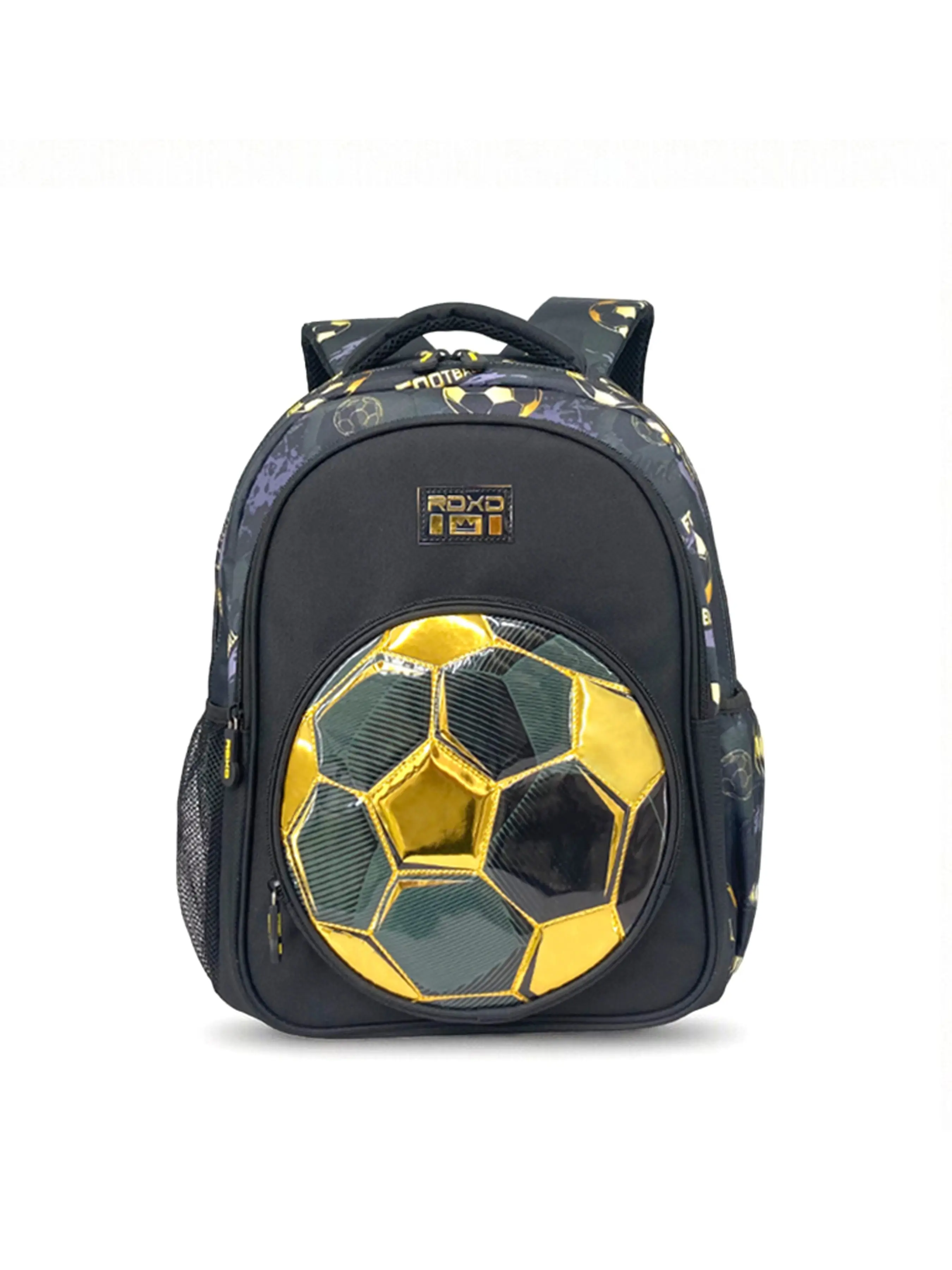 Soccer Backpack for Kids, Large Capacity School Backpack with Football Design, Durable Waterproof Student Bag for Boys, Multi Pocket Bookbag for Elementary School Travel and Daily Use