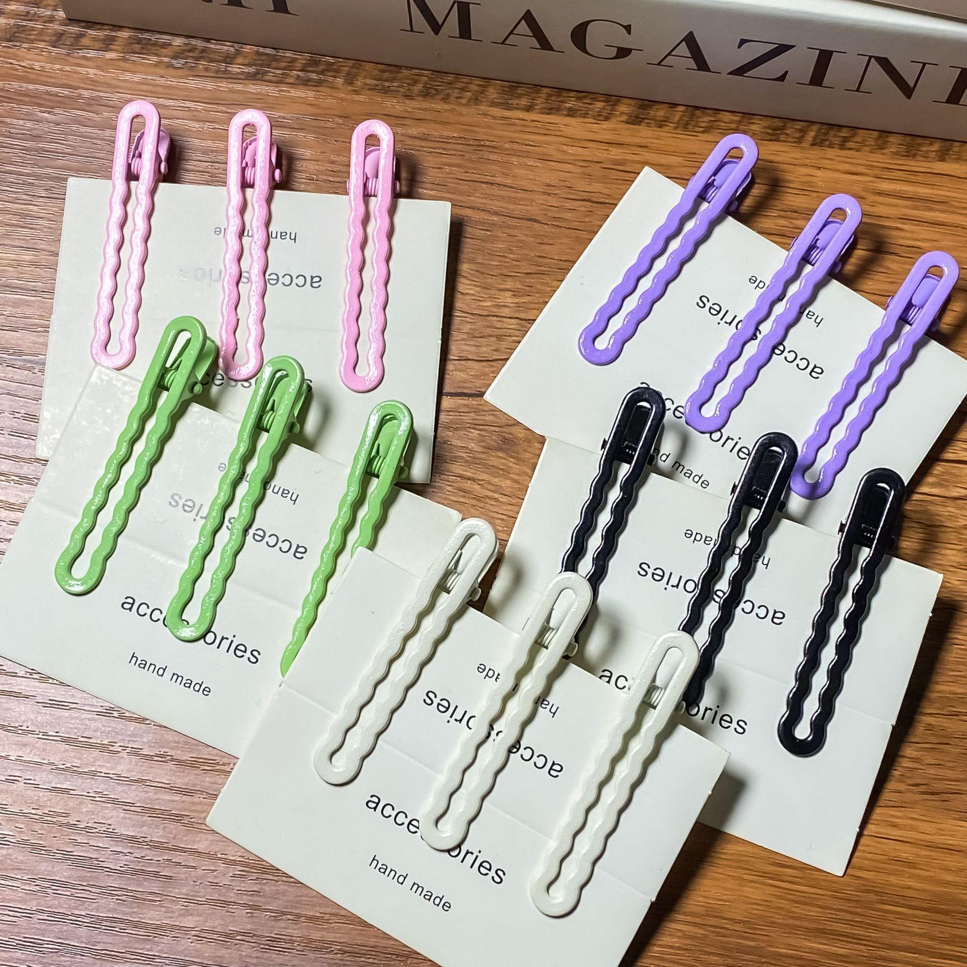 (Random Default Gift) 6cm Duckbill Clip Hairpin DIY Base Wave Clip Broken Hair Clip Bangs Clip Seamless One-word Clip Non-damaging Hair Accessories