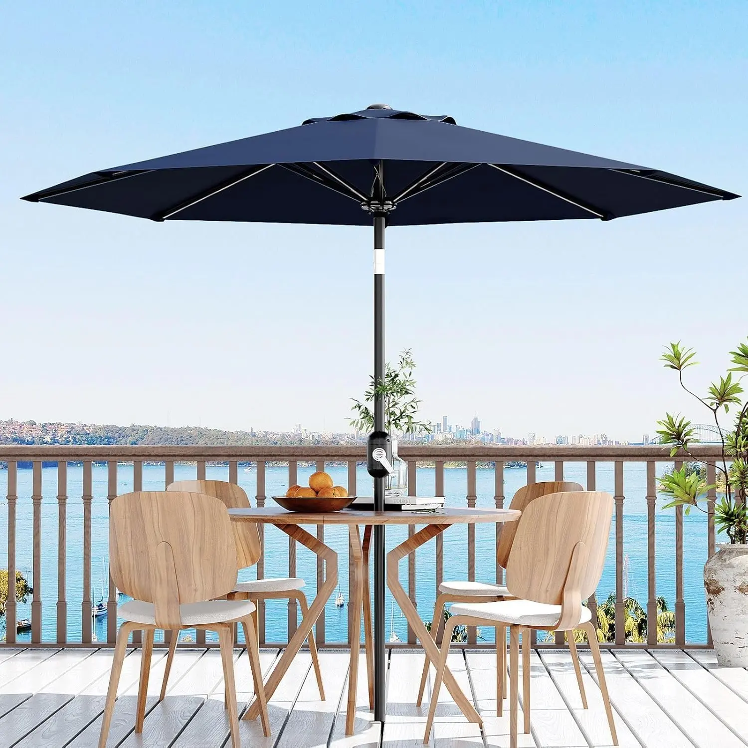 9FT Patio Umbrella with UV Protection & Waterproof 180G Polyester Canopy – 8 Sturdy Iron Ribs, Crank Lift & Tilt, Vented Outdoor Parasol for Garden, Pool, Deck, Backyard