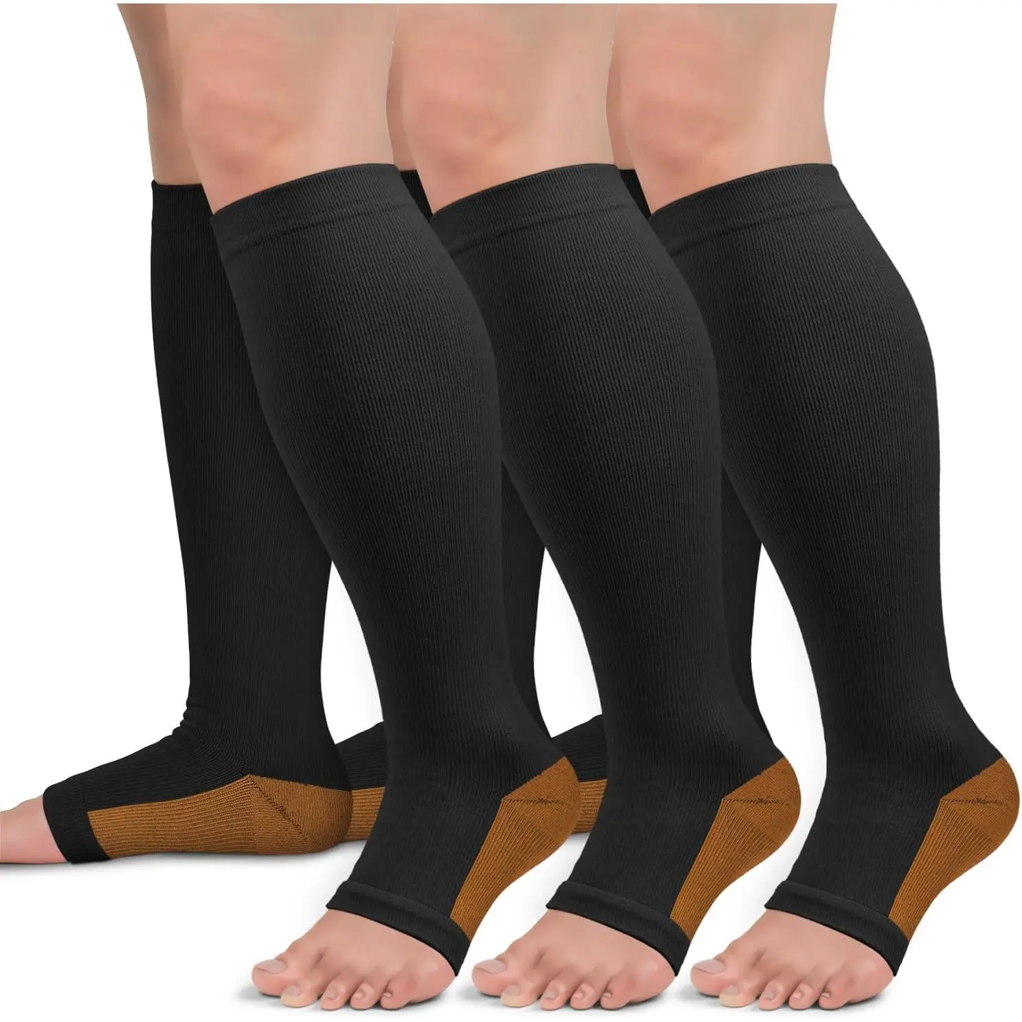 outdoor sports Sooverki Copper Compression Socks for Women & Men Open Toe 15-20mmHg is Best Support for Circulation Recovery All Day Wear
