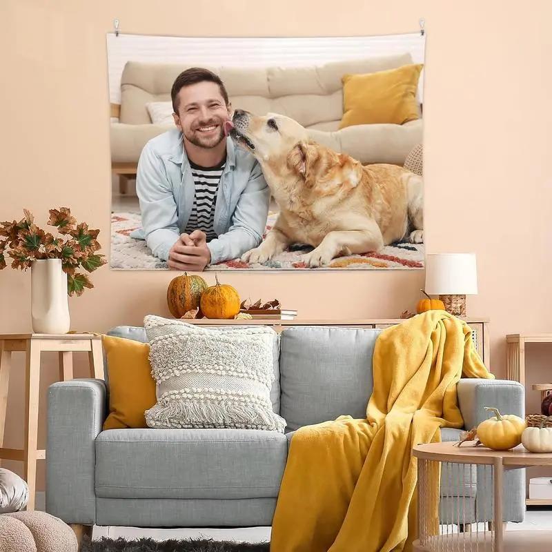 Custom Tapestry Upload Images Banners Personalized Wall Decor Customized Tapestry Flag Poster Banner for Bedroom/Wedding/Birthday Party/Gift Cotton Decorative Decoration Light Linen Print Design Home Goods