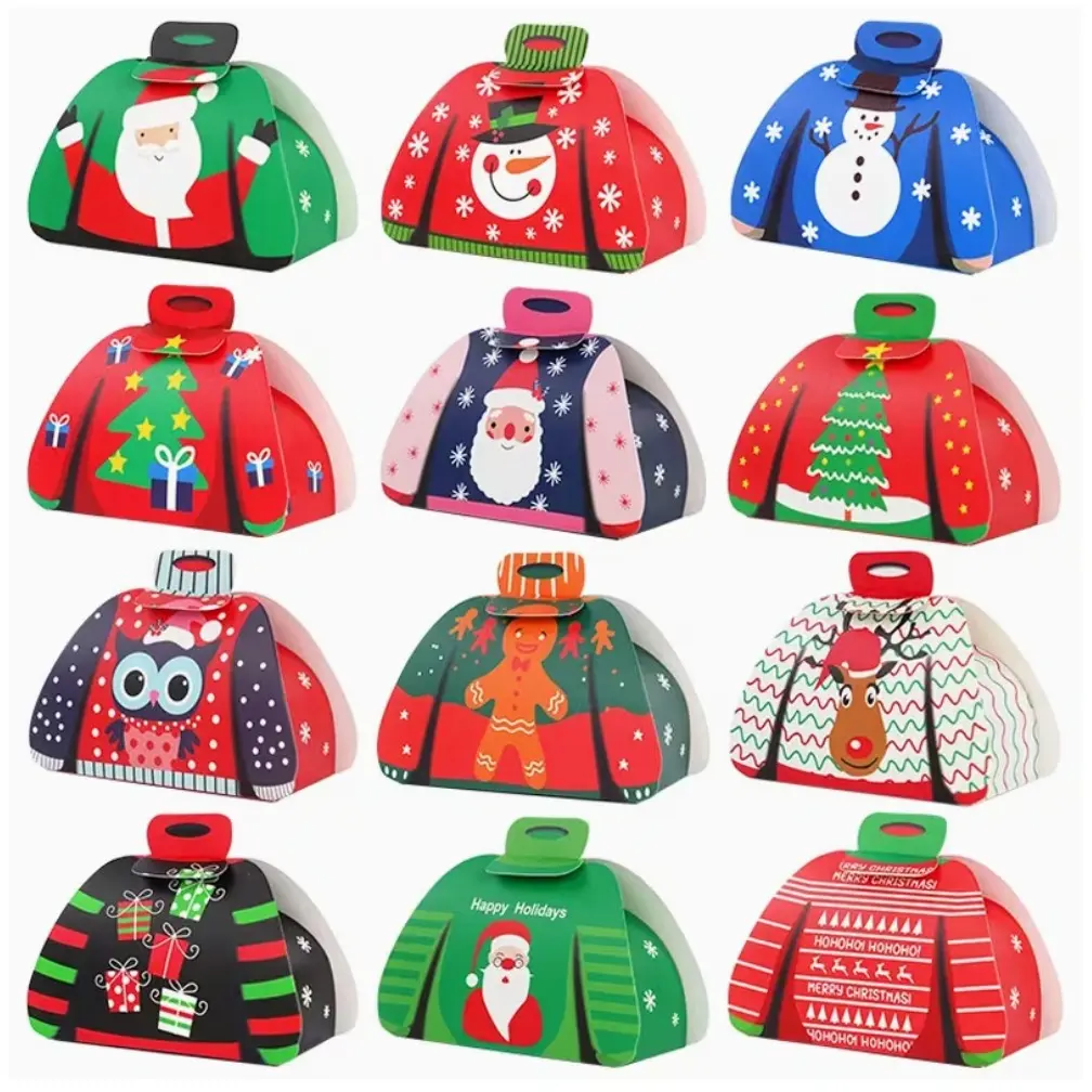 24pcs Christmas Sweater Candy Box, Cartoon Sweater Gift Boxes Set, Assorted Holiday Chocolate Treats Gift Packaging Box, Paper Favor Boxes, Festive Xmas Party Supplies, Merry Christmas Decor, and Holiday Celebrations