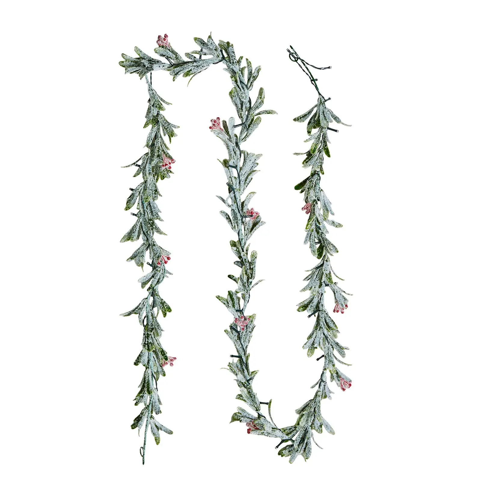 VEVOR 9-FT Fluffy Waterproof Faux Christmas Garland, 1-Piece Rattan+Olive Leaves+Berries Greenery Decor with Light String for Indoor/Outdoor Xmas Mantel Fireplace Decoration