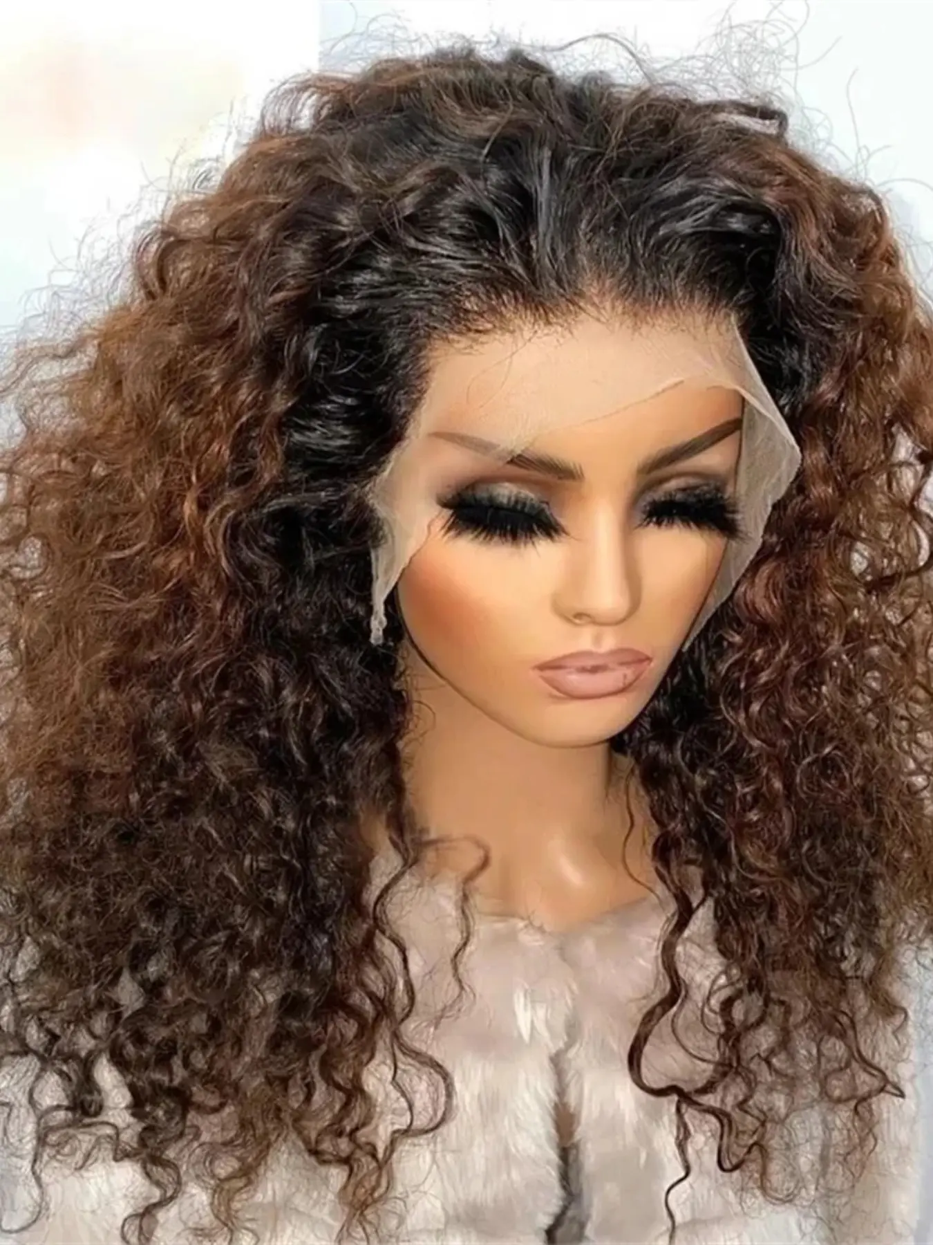 26-Inch Curly Synthetic Lace Front Wig, Natural, High Density 180%, Heat Resistant, All-Season Wear, No Glue Needed, Hair Glueless Wig