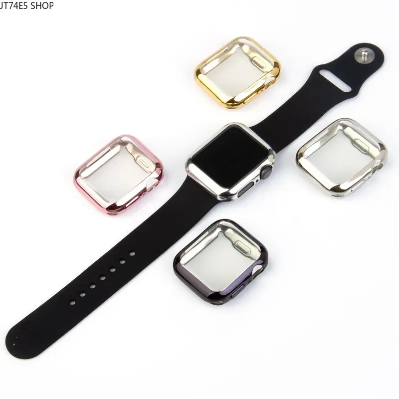 Black Electroplated Full Wrap TPU Protective Case Compatible with Apple Watch Series 2/3/4/5/6/7/S8 & Ultra 49mm, Shockproof Soft Watch Bumper Cover