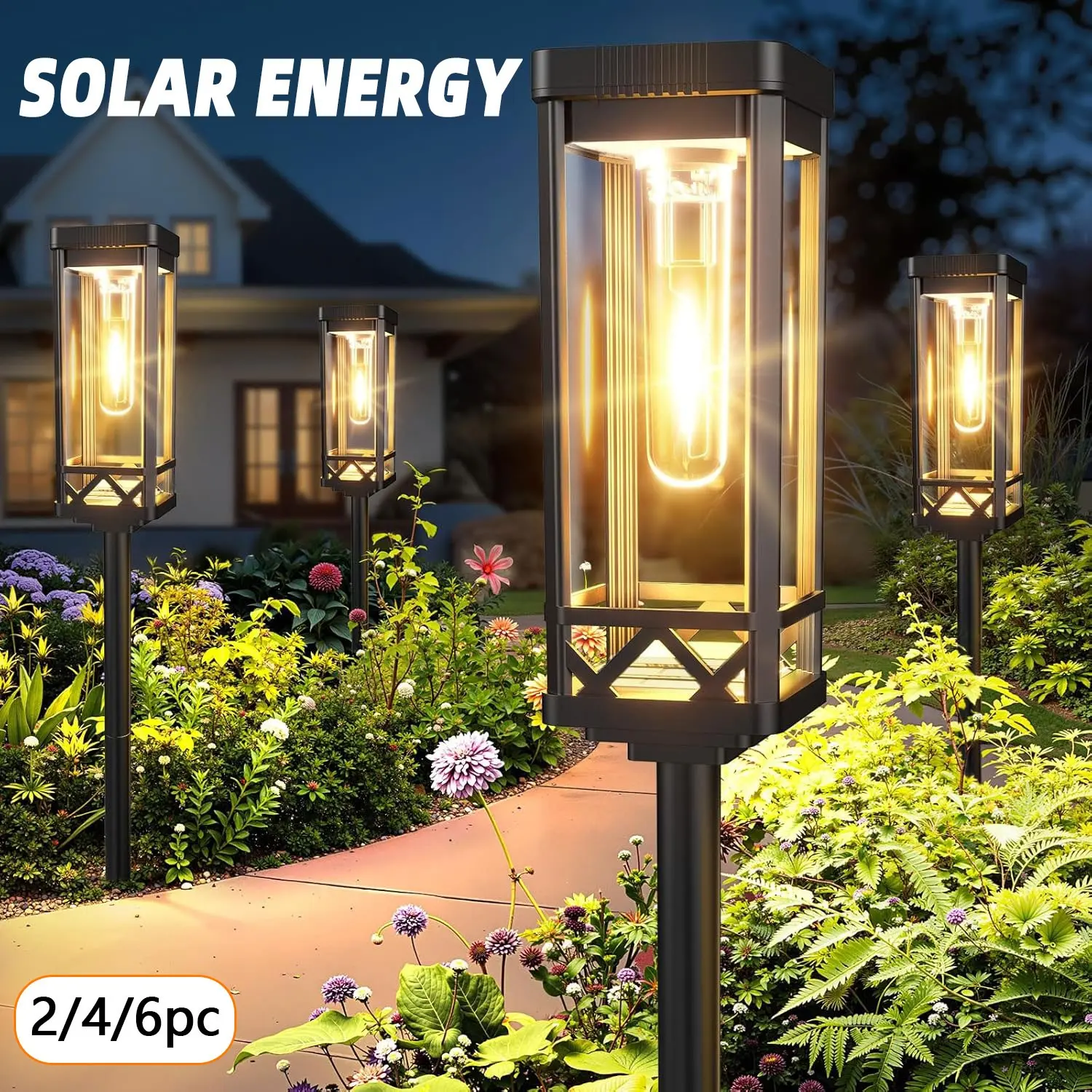 Solar Lawn Lights, Waterproof Outdoor Garden Decor, No Wiring Needed, 2/4/6pcs, Solar Illuminated, Ideal for Courtyards & Landscaping