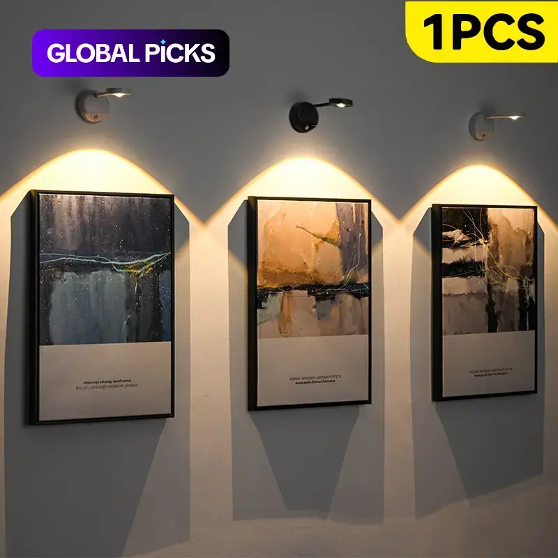 Rechargeable Motion Sensor LED Wall Light, Wireless Wall-Mounted Induction Lamp, Adjustable Light, Dimmable Wall Sconce, Night Light for Home Decoration, Home Lighting, 1200 mAh LED Light for Stairs and Hallways #GLOBAL PICKS
