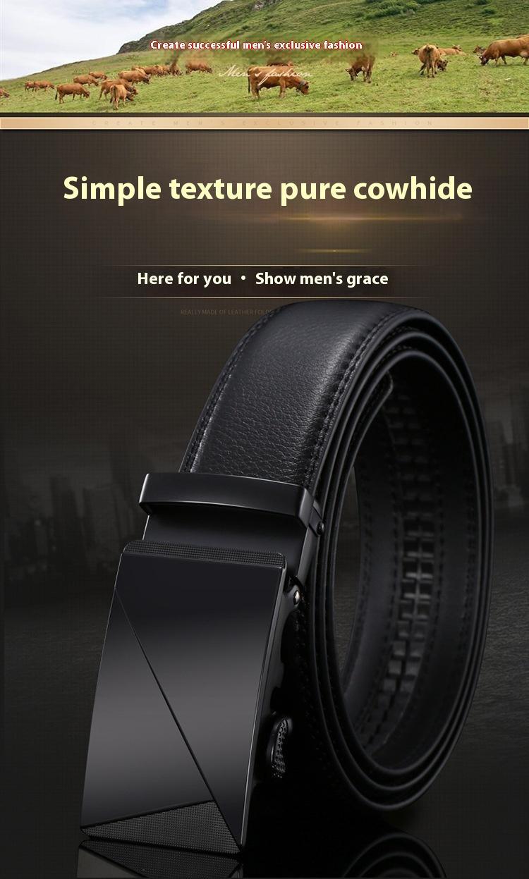 Belt Men's high-end leather automatic buckle head cowhide belt Men's business men's belt Casual classic belt