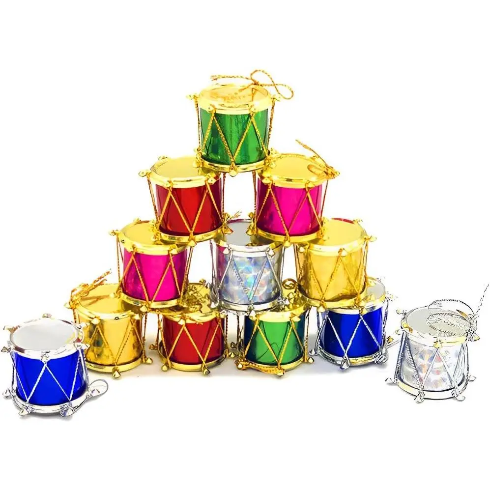 24 count Colorful Glitter Mini Drum Christmas Tree Ornaments,Tree  Decoration,Pendant Holiday Wedding  Year Party Christmas Decor (24)