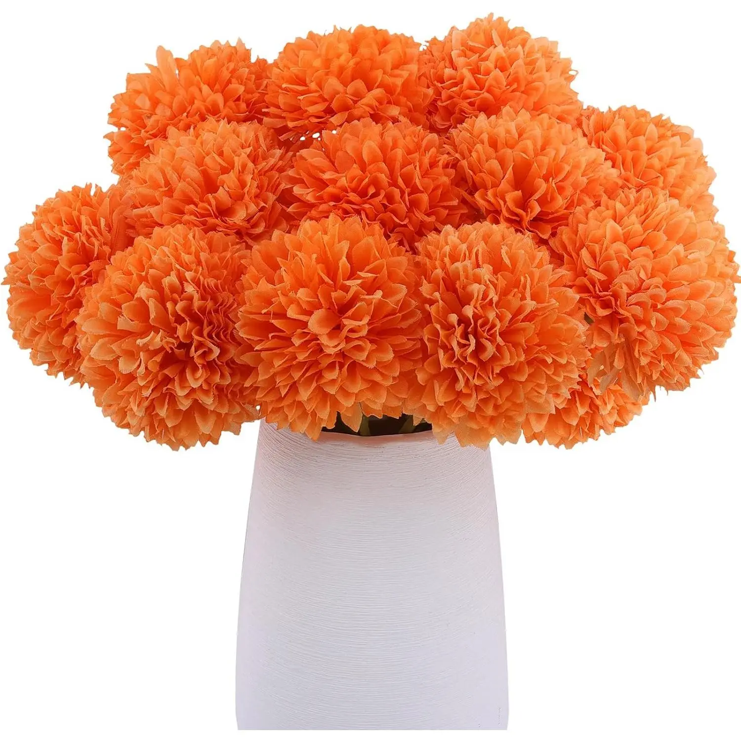 12 Pcs Artificial Chrysanthemums Fall Flowers Silk Orange Marigolds Flowers Fake Mums Flower for Autumn Dia de Los Muertos Diwali Day of The Dead Home Decor (12, Orange)