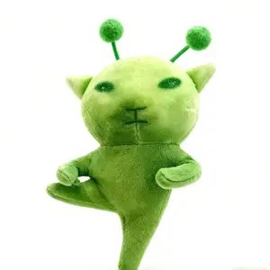 Green Alien Cat Plushie Cute Funny Creative Transformable Face Stuffed Animal Cat Doll Keychain Bag Pendant For Kids Girls