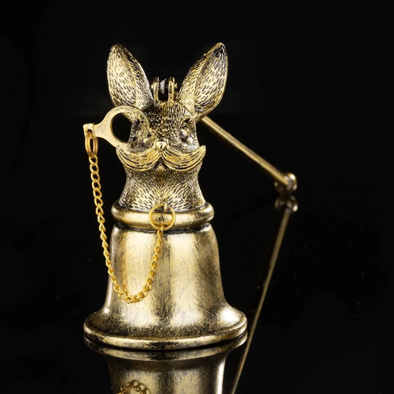 Antique Rabbit Candle Snuffer, Vintage Gunmetal Finish with Spectacle Chain, Flame Extinguisher Tool & Home Decor Gift for Candle Lovers (8cm x 19cm)