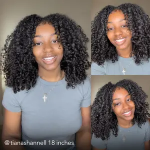 Wavymy Upgrade Kinky Curly V Part Flexi-Fit Drawstring Wig Wear Go Glueless No Leave Out I Part Wig For Women 180% Density Full Hair 100% Virgin Human Hair Style TikTokShopBlackFriday #TikTokShopCyberMonday