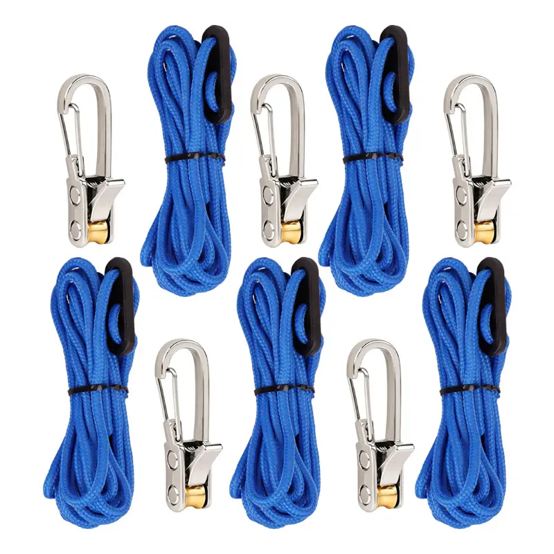 6-piece paracord adjuster set - 6-piece rope adjuster set, heavy-duty rope fastening device, equipped with a roller adjuster, suitable for camping, tarpaulins, ropes, marine and outdoor equipment