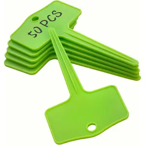 50pcs Plastic Plant T-Type Labels Garden Stake Markers Waterproof Plant Tags for Outdoor (Green)