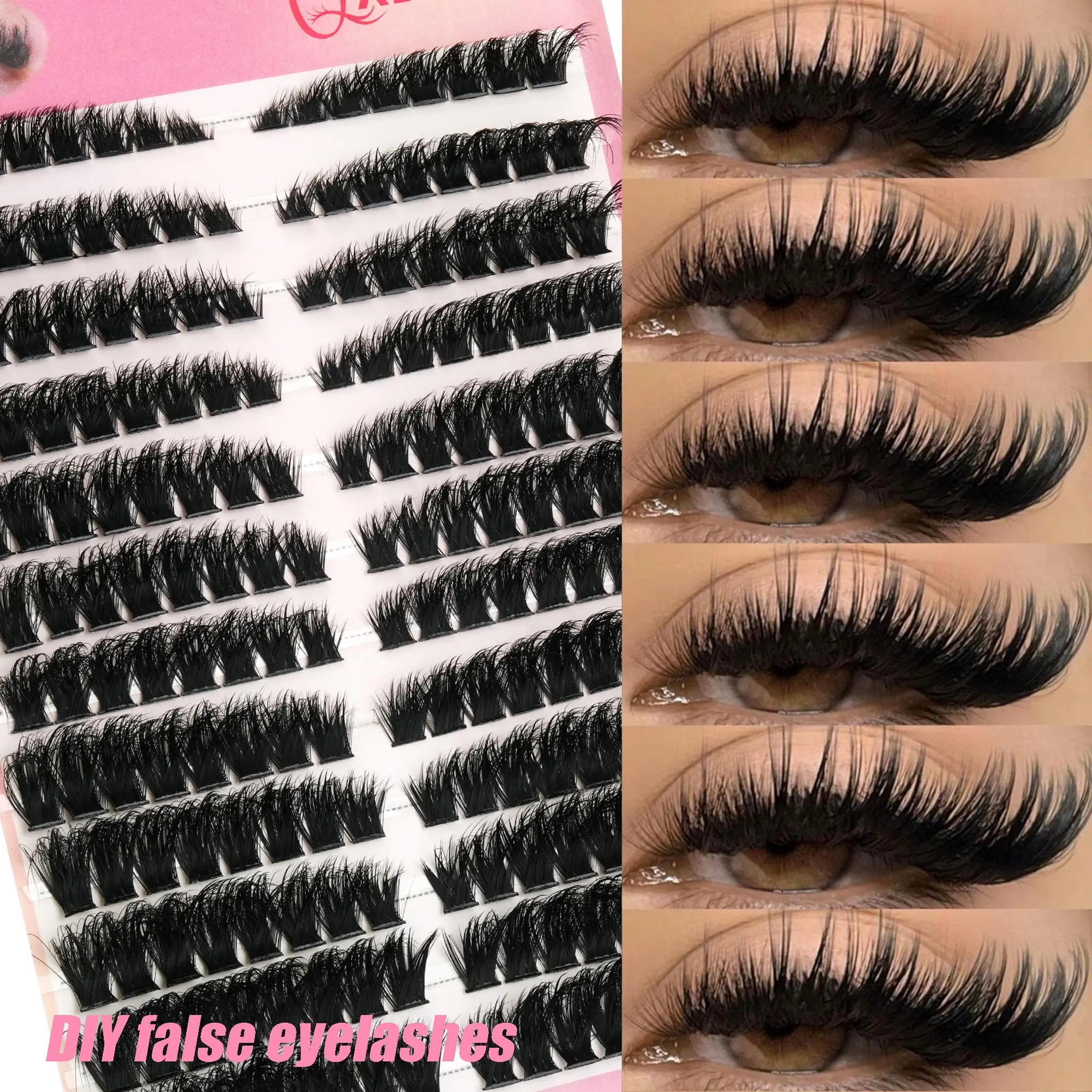 216 Cluster Fluffy Segmented False Lashes, Eyelash Extensions, Lightweight and Delicate, Soft Handle Design, Reusable, Easy to Wear, Perfect for Gifts and Parties, Volume Fluffy Lashes, Fluffy Volume Eyelashes